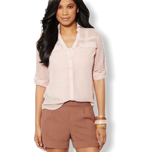 New York & Company Pants - NY&Co khaki city twill shorts Elizabeth tan 10